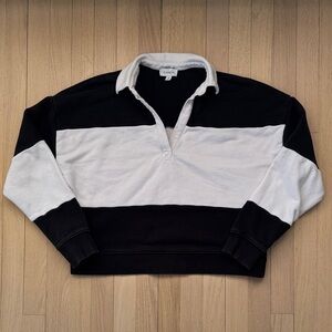 Evereve Rugby Sweatshirt - Black and White - M